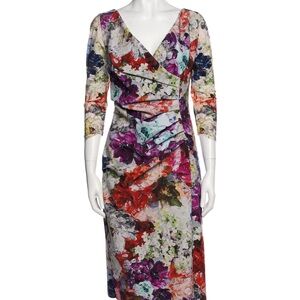 Chiara Boni Purple Red Ruched Wrap Midi Dress